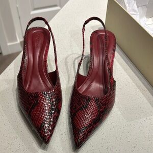 Red Snake Print Slingback Heels